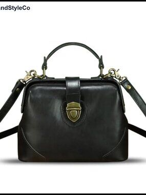 Genuine Leather Satchel Crossbody Handbag Doctor Style Shoulder Bag